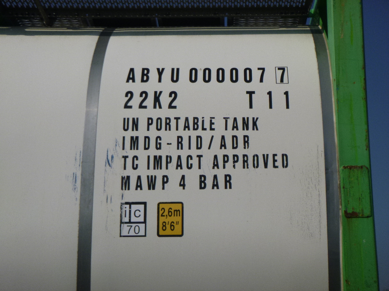 Tank konteineris, Puspriekabė Danteco Food tank container inox 20 ft / 25 m3 / 1 comp: foto 6