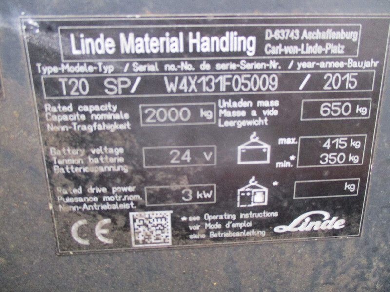 Užsakytų prekių krautuvas Linde T20 SP, Elektrische Palletwagen: foto 10