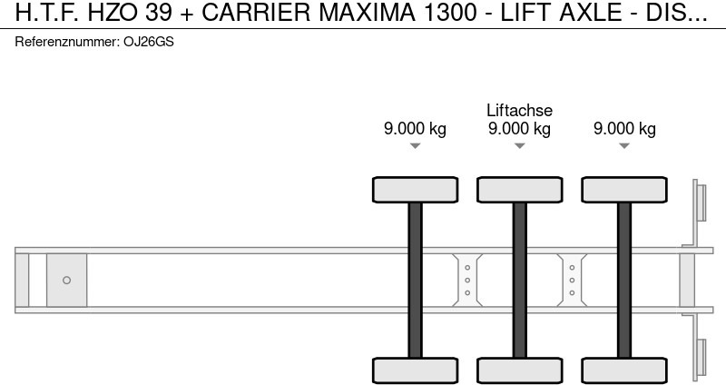 Refrižeratorius puspriekabė H.T.F. HZO 39 + CARRIER MAXIMA 1300  - LIFT AXLE - DISC BRAKES -: foto 7