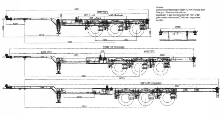 Nauja Konteineris-vežimus/ Sukeisti kūną puspriekabė HeavyTrailer 3-Achs-Multi-Containerchassis: foto 4