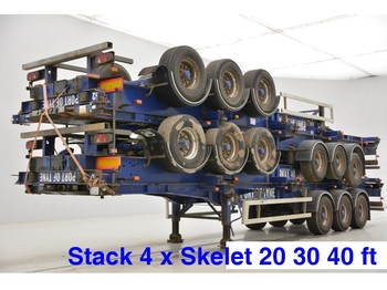 SDC Stack 4 x skelet: 20-30-40 ft - Konteineris-vežimus/ Sukeisti kūną puspriekabė