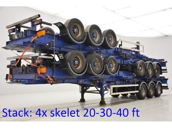 SDC Stack 4 x skelet 20-30-40 ft - Konteineris-vežimus/ Sukeisti kūną puspriekabė
