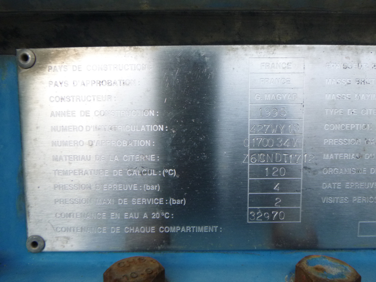 Puspriekabė cisterna pervežimui chemikalų Magyar Chemical tank inox L4BH 32.9 m3 / 1 comp: foto 18