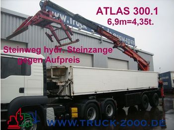 LANGENDORF Stein/Baustoff+Heck Kran ATLAS 300.1 Bj.1999 - Platforminė/ Bortinė puspriekabė