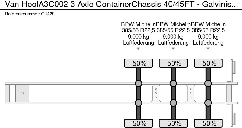 Konteineris-vežimus/ Sukeisti kūną puspriekabė Van Hool A3C002 3 Axle ContainerChassis 40/45FT - Galvinised Chassis - 4420kg - 9 units in stock (O1429): foto 20