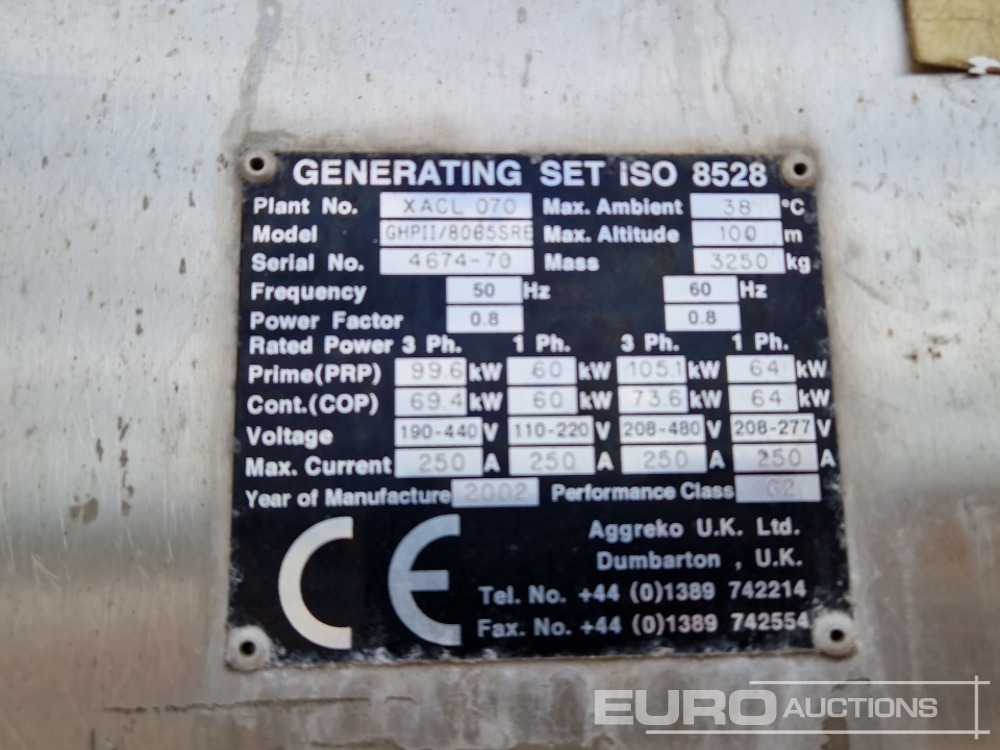 Elektrinis generatorius 2013 Aggreko 192kVA Generator, Iveco Engine (Spares): foto 31