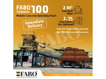 FABO READY IN STOCK MOBILE CONCRETE PLANT 100 M3/H - Betono gamykla