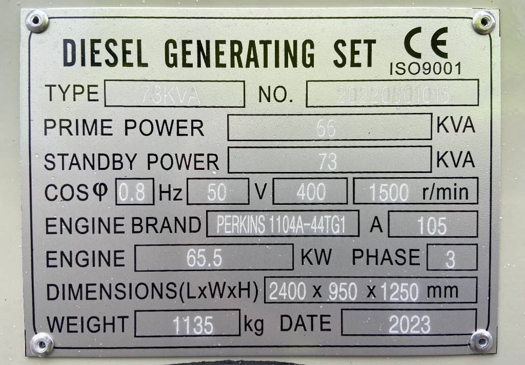Elektrinis generatorius Perkins 1104A-44TG1 - 73 kVA Generator - DPX-19804.1: foto 4