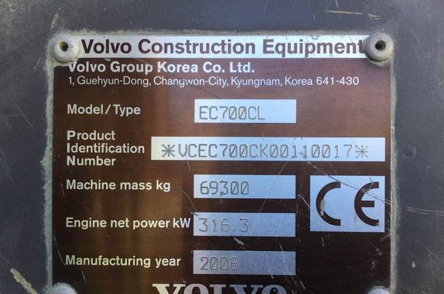 Vikšrinis ekskavatorius Volvo EC700: foto 6