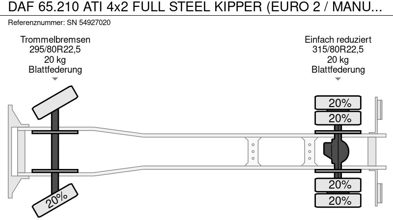 Savivartis sunkvežimis DAF 65.210 ATI 4x2 FULL STEEL KIPPER (EURO 2 / MANUAL GEARBOX / FULL STEEL SUSPENSION / P.T.O.): foto 16