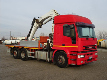 Platforminis/ Bortinis sunkvežimis, Sunkvežimis su kranu IVECO EUROSTAR 240E42: foto 3