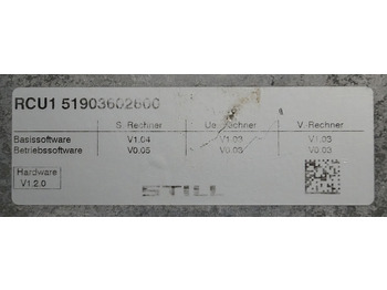 Valdymo blokas - Krovimo technika Still 51903602600 | Controller RCU1 base sw V0,05 operating sw V0,05 V0,03 hardw: foto 4