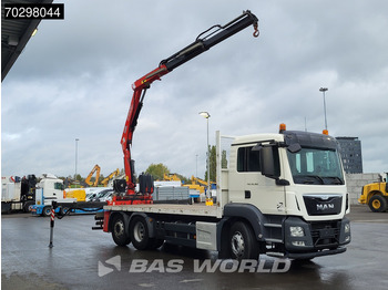 Platforminis/ Bortinis sunkvežimis, Sunkvežimis su kranu MAN TGS 26.360 6X2 Fassi F135A.0.22 Lift-Axle Euro 6: foto 3