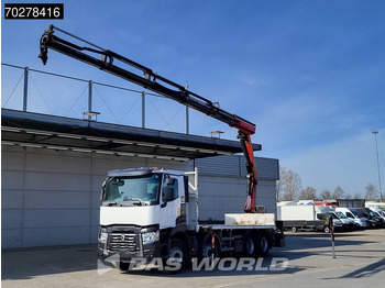 Platforminis/ Bortinis sunkvežimis, Sunkvežimis su kranu Renault C 430 8X4 Palfinger PK33002EH Kran Crane Big Axle Euro 6: foto 3