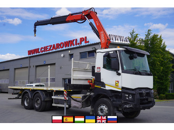Platforminis/ Bortinis sunkvežimis, Sunkvežimis su kranu RENAULT K380 6x4 / FASSI F175 crane 7.85 t / 120 thousand km: foto 3