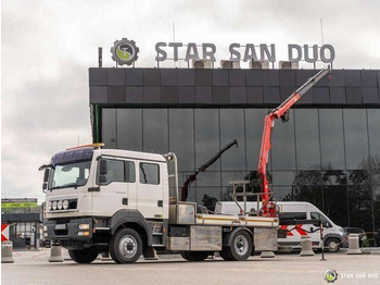 Platforminis/ Bortinis sunkvežimis, Sunkvežimis su kranu MAN TGM 13.290 4x4 FASSI F40B22 Crane Camper DOKA: foto 4