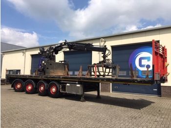 Platforminė/ Bortinė puspriekabė Vogelzang 4-assige open trailer met HIAB 180R F4 Verrijdbare laadkraan - Rollerkrane - Rollercrane: foto 1