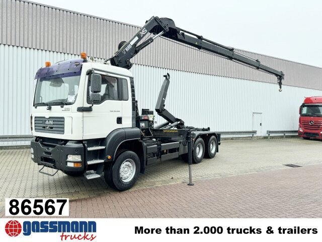 MAN TGA 33.350 6X4 BB mit Kran Hiab 166 E-3 HiDuo, - Hook-lift sunkvežimis, Sunkvežimis su kranu: foto 1 MAN TGA 33.350 6X4 BB mit Kran Hiab 166 E-3 HiDuo, - Hook-lift sunkvežimis, Sunkvežimis su kranu: foto 1