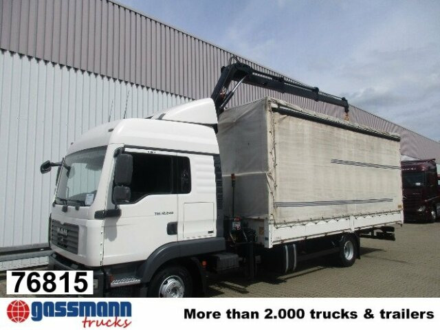 MAN TGL 12.240BL 4x2, mit Kran Hiab 088 mit Funk - Tentinis sunkvežimis, Sunkvežimis su kranu: foto 1 MAN TGL 12.240BL 4x2, mit Kran Hiab 088 mit Funk - Tentinis sunkvežimis, Sunkvežimis su kranu: foto 1