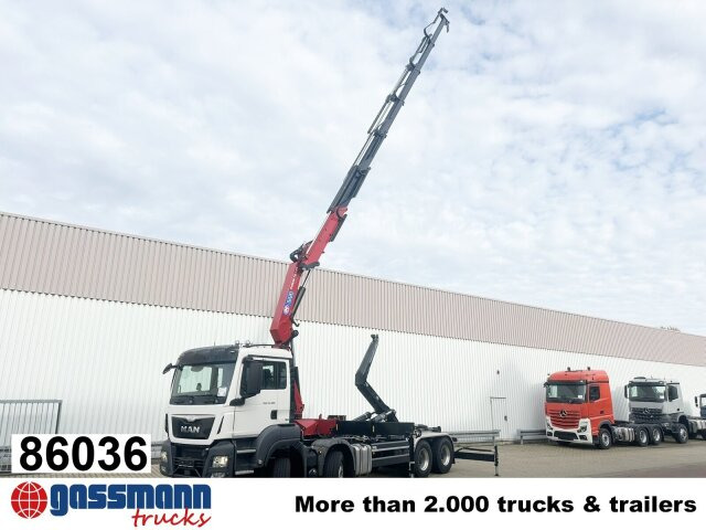 MAN TGS 35.480 8X4 BL, Intarder, Kran HMF 3220-K6, - Hook-lift sunkvežimis, Sunkvežimis su kranu: foto 1 MAN TGS 35.480 8X4 BL, Intarder, Kran HMF 3220-K6, - Hook-lift sunkvežimis, Sunkvežimis su kranu: foto 1
