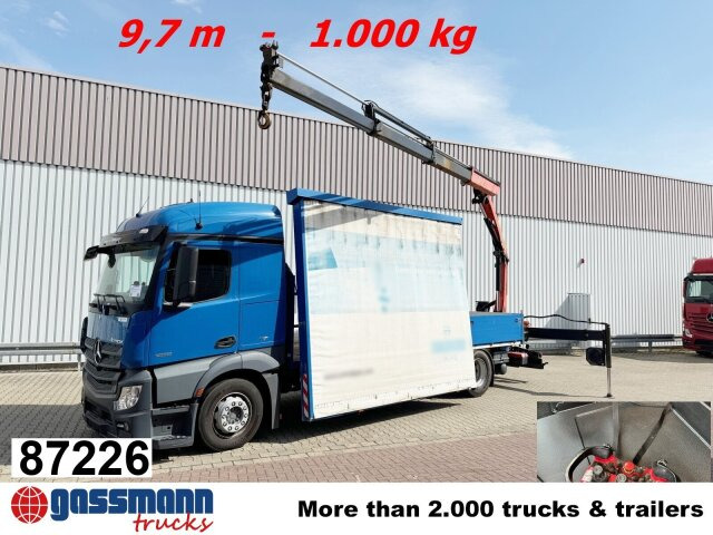 Mercedes-Benz Actros 1836 L 4x2, Glastransporter, Heckkran - Platforminis/ Bortinis sunkvežimis, Sunkvežimis su kranu: foto 1 Mercedes-Benz Actros 1836 L 4x2, Glastransporter, Heckkran - Platforminis/ Bortinis sunkvežimis, Sunkvežimis su kranu: foto 1