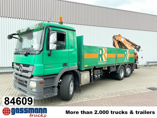 Mercedes-Benz Actros 2544 L 6x2, Retarder, Lenkachse, Heckkran - Platforminis/ Bortinis sunkvežimis, Sunkvežimis su kranu: foto 1 Mercedes-Benz Actros 2544 L 6x2, Retarder, Lenkachse, Heckkran - Platforminis/ Bortinis sunkvežimis, Sunkvežimis su kranu: foto 1