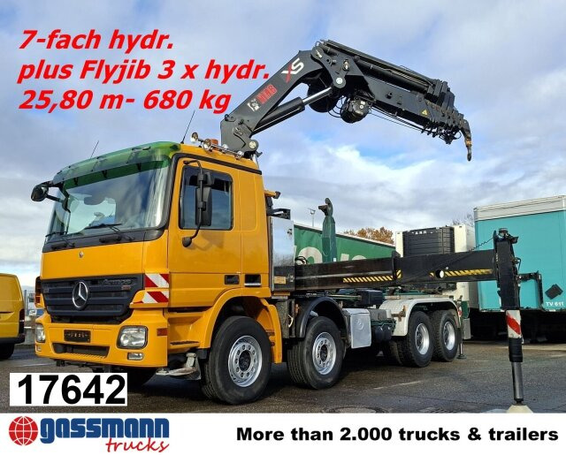 Mercedes-Benz Actros 4146 K 8x4/4, Retarder, Kran Hiab XS 477 - Hook-lift sunkvežimis, Sunkvežimis su kranu: foto 1 Mercedes-Benz Actros 4146 K 8x4/4, Retarder, Kran Hiab XS 477 - Hook-lift sunkvežimis, Sunkvežimis su kranu: foto 1