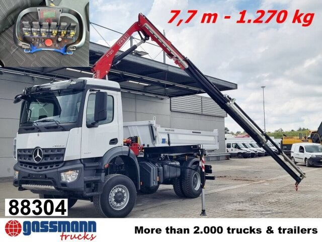 Mercedes-Benz Arocs 1832 AK 4x4, MultimediaCockpit, Navi, Kran - Savivartis sunkvežimis, Sunkvežimis su kranu: foto 1 Mercedes-Benz Arocs 1832 AK 4x4, MultimediaCockpit, Navi, Kran - Savivartis sunkvežimis, Sunkvežimis su kranu: foto 1