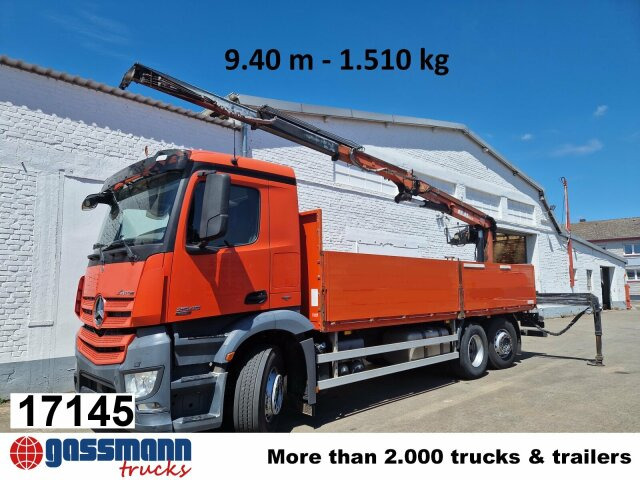 Mercedes-Benz Arocs 2545 L/6x2/4, Atlas Kran, 145.2-A19 VB, - Platforminis/ Bortinis sunkvežimis, Sunkvežimis su kranu: foto 1 Mercedes-Benz Arocs 2545 L/6x2/4, Atlas Kran, 145.2-A19 VB, - Platforminis/ Bortinis sunkvežimis, Sunkvežimis su kranu: foto 1