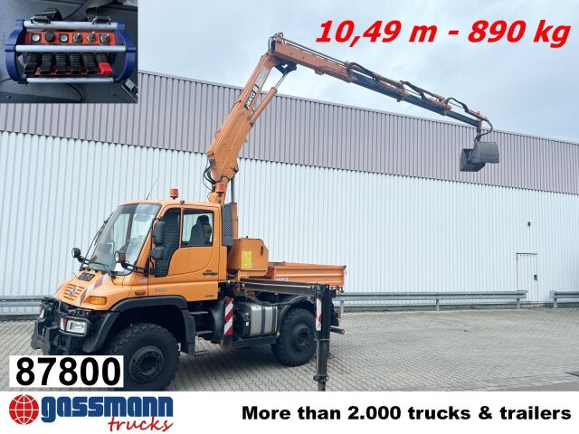 Unimog U400 4x4, Frontzapfwelle, Kipper, Kran MKG HKL - Savivartis sunkvežimis, Sunkvežimis su kranu: foto 1 Unimog U400 4x4, Frontzapfwelle, Kipper, Kran MKG HKL - Savivartis sunkvežimis, Sunkvežimis su kranu: foto 1