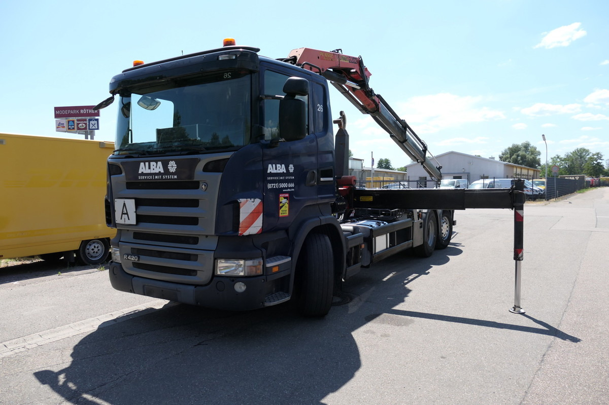 SCANIA R420 B6X2 mit Palfinger 16502 Kran Funk - Hook-lift sunkvežimis: foto 1 SCANIA R420 B6X2 mit Palfinger 16502 Kran Funk - Hook-lift sunkvežimis: foto 1