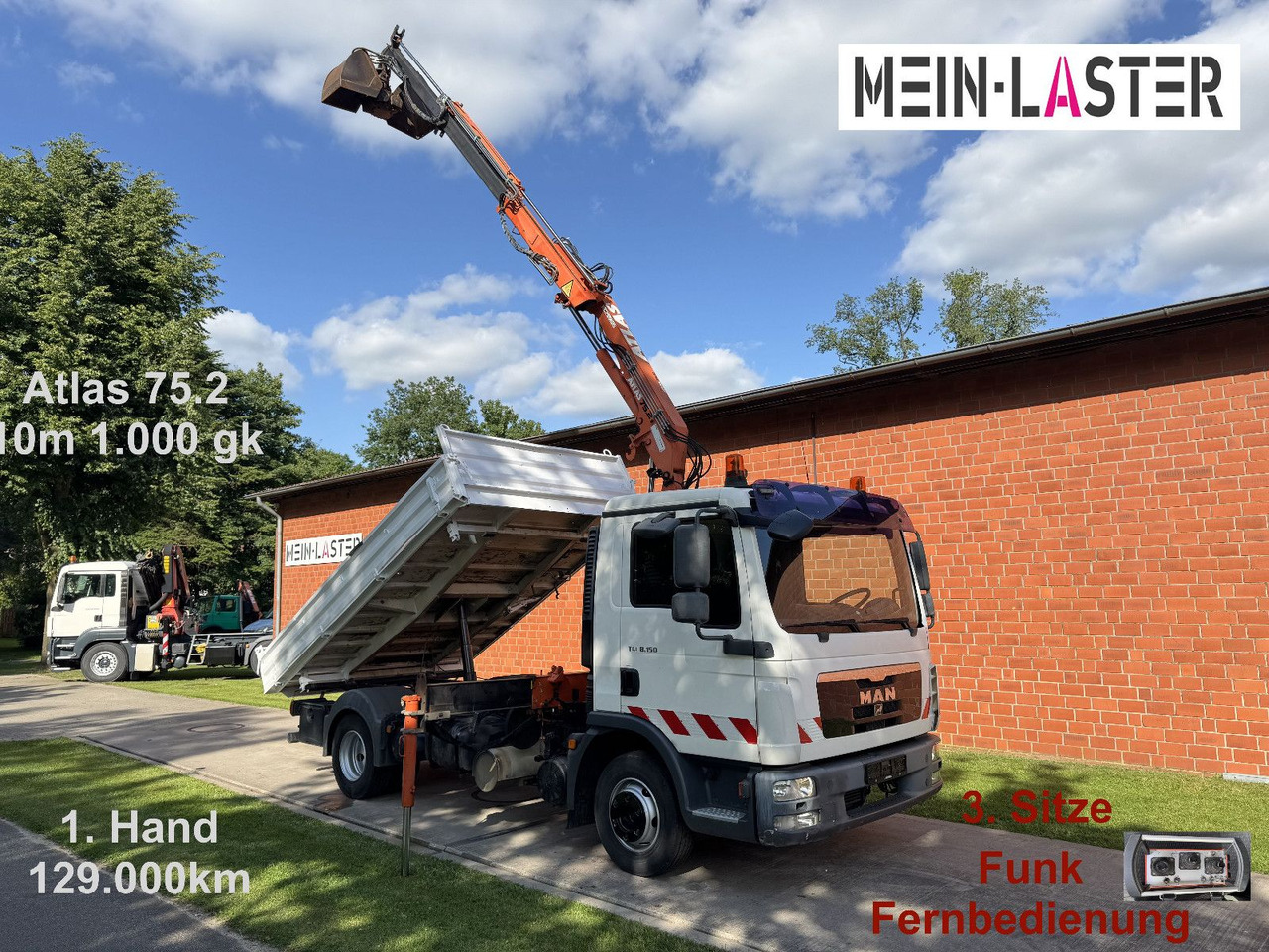 MAN TGL 8.150 3 S-Kipper Atlas 75 10m -1t. Funk FB - Mažas savivartis: foto 1 MAN TGL 8.150 3 S-Kipper Atlas 75 10m -1t. Funk FB - Mažas savivartis: foto 1