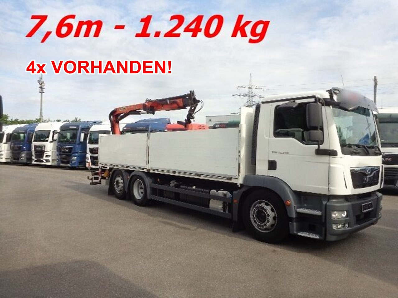 MAN TGM 26.340 6x2-4 LL TGM 26.340 6x2-4 LL,Lenk-Liftachse, Heckkran, Palfinger PK 11.001, faltbar, - Sunkvežimis su kranu, Platforminis/ Bortinis sunkvežimis: foto 1 MAN TGM 26.340 6x2-4 LL TGM 26.340 6x2-4 LL,Lenk-Liftachse, Heckkran, Palfinger PK 11.001, faltbar, - Sunkvežimis su kranu, Platforminis/ Bortinis sunkvežimis: foto 1