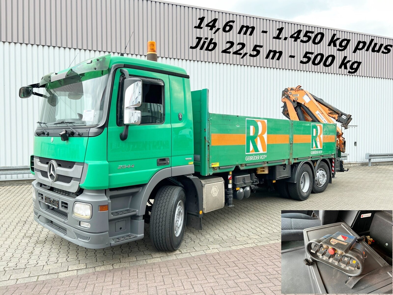 Mercedes-Benz Actros 2544 L 6x2 Actros 2544 L 6x2, Retarder, Lenkachse, Heckkran HMF 3000-K5 + Jip, Funk - Sunkvežimis su kranu, Platforminis/ Bortinis sunkvežimis: foto 1 Mercedes-Benz Actros 2544 L 6x2 Actros 2544 L 6x2, Retarder, Lenkachse, Heckkran HMF 3000-K5 + Jip, Funk - Sunkvežimis su kranu, Platforminis/ Bortinis sunkvežimis: foto 1