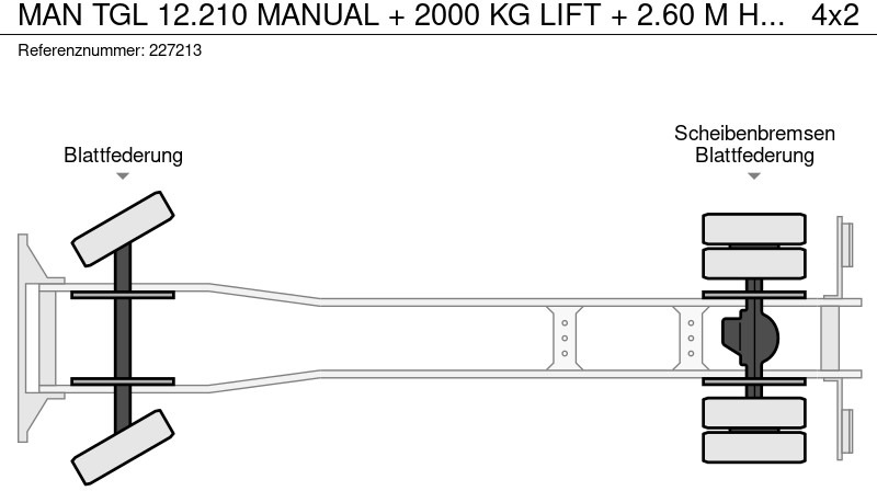 Furgonas sunkvežimis MAN TGL 12.210 MANUAL + 2000 KG LIFT + 2.60 M HIGH BIG BOX + AIRCO + SPRING / SPRING + 3 SEATS: foto 20