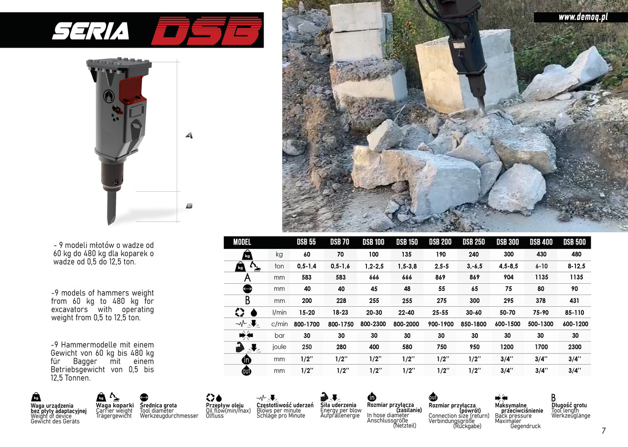 DEMOQ DSB 55 Hydraulic breaker 60 kg - Hidraulinis kūjis - Ekskavatorius: foto 2 DEMOQ DSB 55 Hydraulic breaker 60 kg - Hidraulinis kūjis - Ekskavatorius: foto 2