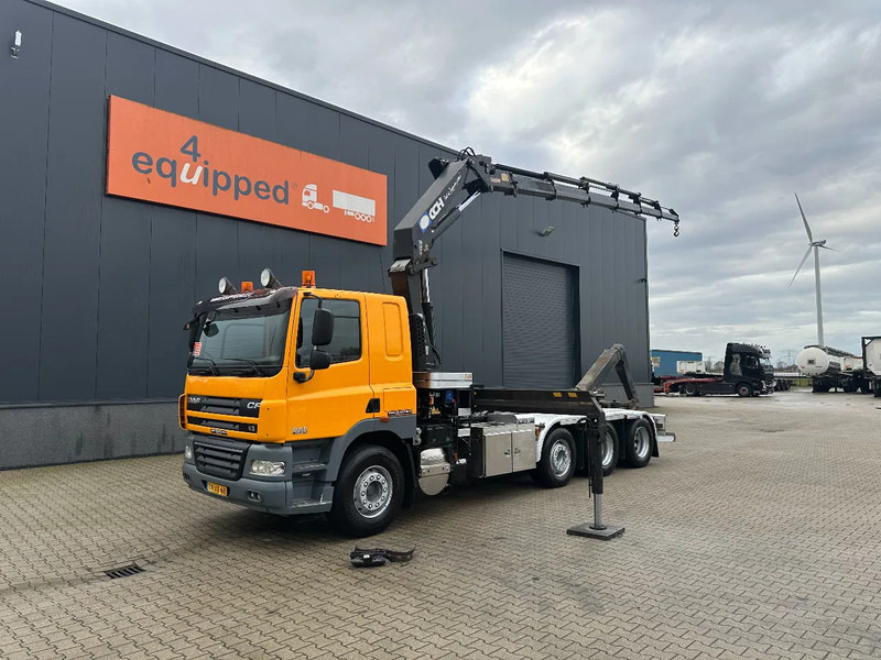DAF CF 85.410 8x2 / HMF 3000 K6 crane (30T/m 6x extendable) + remote / HYVALIFT 26Tkg HOOK, / EURO-5 / NL-TRUCK - Hook-lift sunkvežimis, Sunkvežimis su kranu: foto 1 DAF CF 85.410 8x2 / HMF 3000 K6 crane (30T/m 6x extendable) + remote / HYVALIFT 26Tkg HOOK, / EURO-5 / NL-TRUCK - Hook-lift sunkvežimis, Sunkvežimis su kranu: foto 1