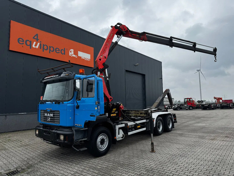 MAN FE 410A, 6x4, EURO 2, Palfinger PK17000 Crane + VDL HOOK, full spring, manual gearbox, MOT 9/2025 - Hook-lift sunkvežimis, Sunkvežimis su kranu: foto 1 MAN FE 410A, 6x4, EURO 2, Palfinger PK17000 Crane + VDL HOOK, full spring, manual gearbox, MOT 9/2025 - Hook-lift sunkvežimis, Sunkvežimis su kranu: foto 1