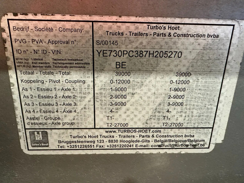 Konteineris-vežimus/ Sukeisti kūną puspriekabė TURBO'S HOET 20FT/30FT, ADR (FL, AT), empty weight: 3.720kg, liftaxle, SAF disc: foto 20