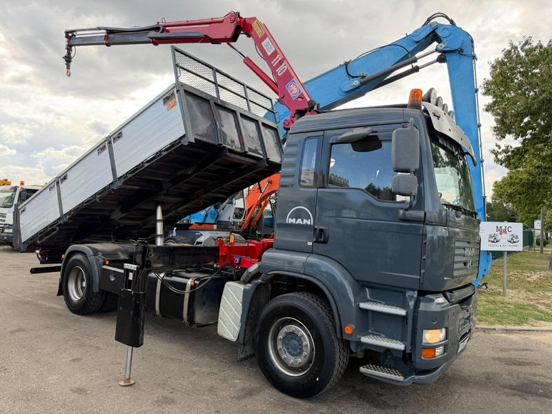 MAN TGA 18.350 4x2 TIPPER + CRANE HMF 1110 K2 + ROTATOR - STEEL SPRING / BLATT / BALLESTAS / LAMES - BE TRUCK - Savivartis sunkvežimis, Sunkvežimis su kranu: foto 1 MAN TGA 18.350 4x2 TIPPER + CRANE HMF 1110 K2 + ROTATOR - STEEL SPRING / BLATT / BALLESTAS / LAMES - BE TRUCK - Savivartis sunkvežimis, Sunkvežimis su kranu: foto 1