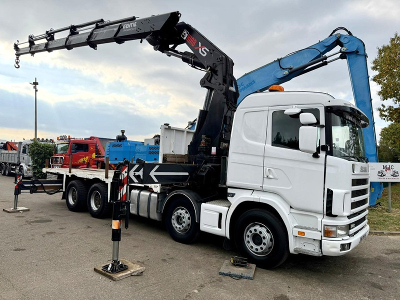 Scania 114C-380 8x4 + CRANE HIAB 700 E-5 - PLATFORM 6m80 + TWISTLOCKS - MANUAL - RETARDER - STEEL SPRING / BIG AXLE HUB REDUCTION - AP ACHSEN - Sunkvežimis su kranu: foto 1 Scania 114C-380 8x4 + CRANE HIAB 700 E-5 - PLATFORM 6m80 + TWISTLOCKS - MANUAL - RETARDER - STEEL SPRING / BIG AXLE HUB REDUCTION - AP ACHSEN - Sunkvežimis su kranu: foto 1