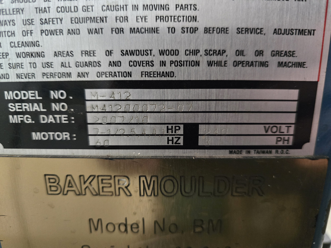 BAKER M-412 - Medžio apdirbimo staklės: foto 4 BAKER M-412 - Medžio apdirbimo staklės: foto 4