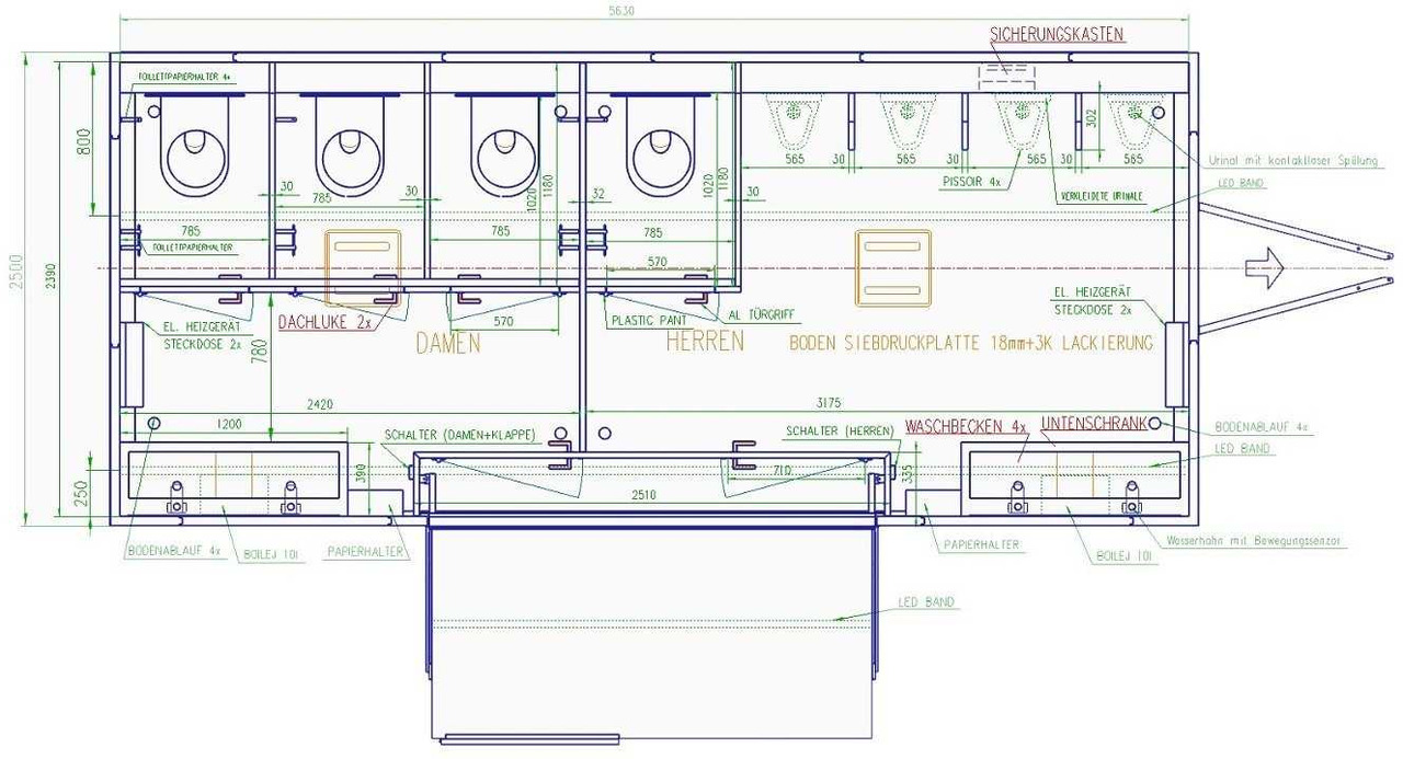 ROSEMEIER VE 3 Damen, 1 Herren, 4 Urinale Toilettenanhänger - Priekaba: foto 2 ROSEMEIER VE 3 Damen, 1 Herren, 4 Urinale Toilettenanhänger - Priekaba: foto 2