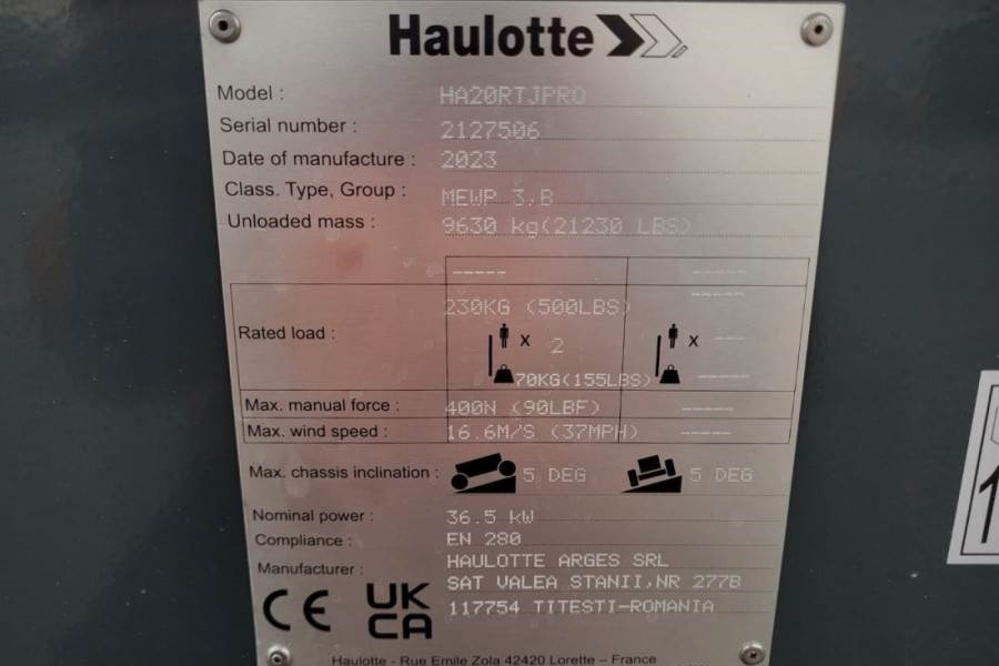Haulotte HA20RTJ Pro Valid inspection, *Guarantee! 20.6 m W - Alkūninis keltuvas: foto 5 Haulotte HA20RTJ Pro Valid inspection, *Guarantee! 20.6 m W - Alkūninis keltuvas: foto 5