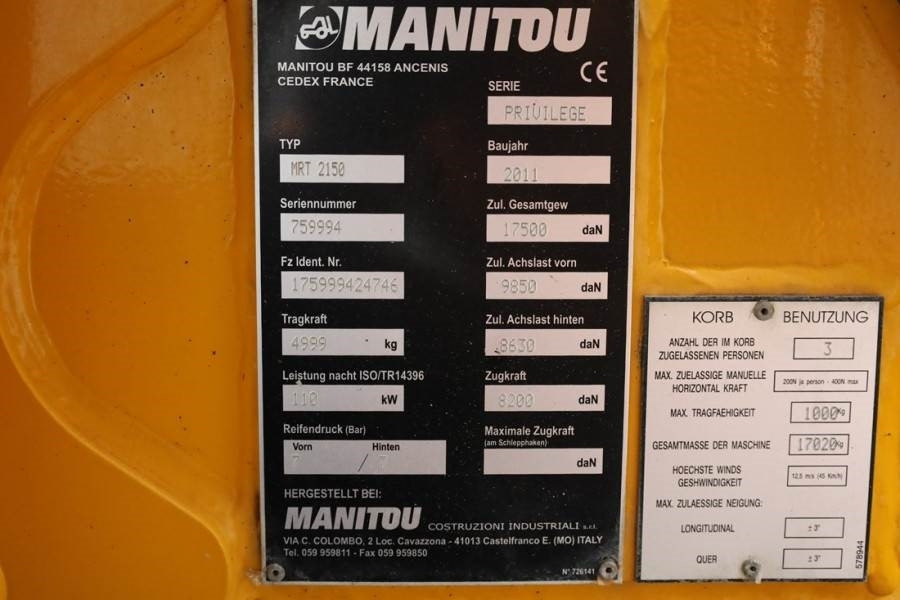 Teleskopinis krautuvas Manitou MRT2150 Privilege Diesel, 4x4 Drive And 4-Wheel St: foto 6