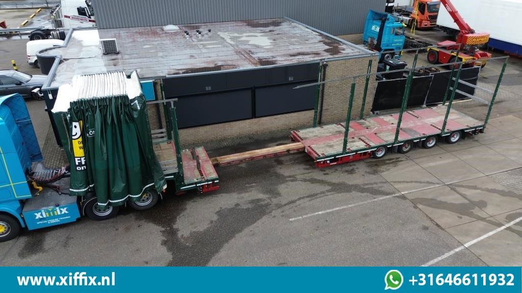 Meusburger 4-ass. Uitschuifbare semi dieplader met huifopbouw / 2x Naloop gestuu - Žemo profilio platforma puspriekabė: foto 1 Meusburger 4-ass. Uitschuifbare semi dieplader met huifopbouw / 2x Naloop gestuu - Žemo profilio platforma puspriekabė: foto 1