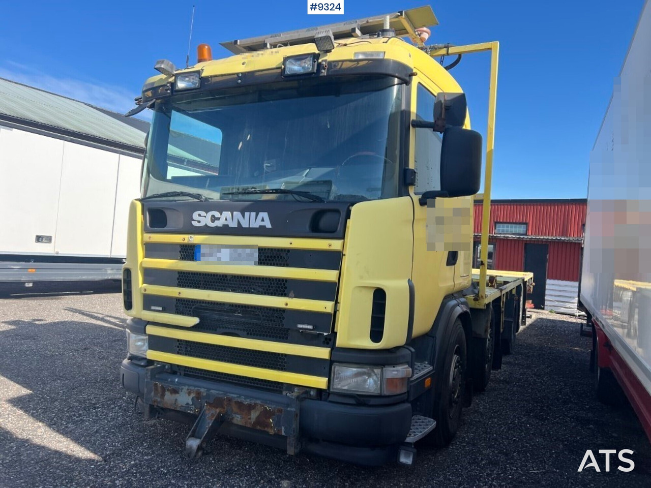 Flatbed truck Scania R124GB8X26NB420 - Platforminis/ Bortinis sunkvežimis: foto 1 Flatbed truck Scania R124GB8X26NB420 - Platforminis/ Bortinis sunkvežimis: foto 1