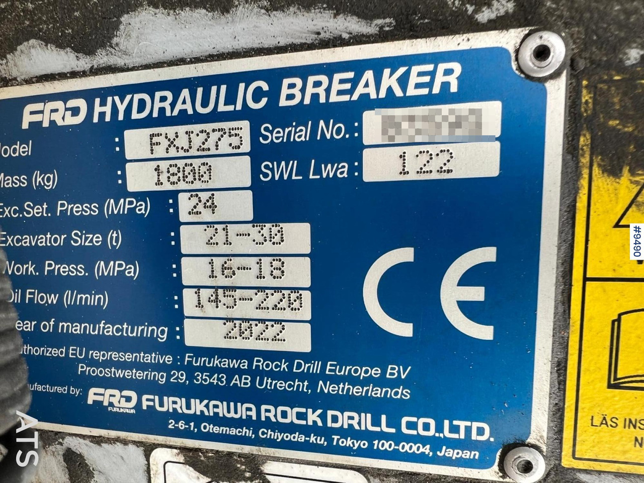 Hydraulic hammer FXJ275 Furukawa Rock drill - Hidraulinis kūjis - Statybinė technika: foto 3 Hydraulic hammer FXJ275 Furukawa Rock drill - Hidraulinis kūjis - Statybinė technika: foto 3