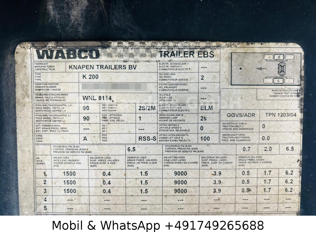 Su slankiojanciomis grindimis puspriekabė Knapen K200 Aluminium *84m³/6mm/1.Liftachse/Smartboard: foto 17