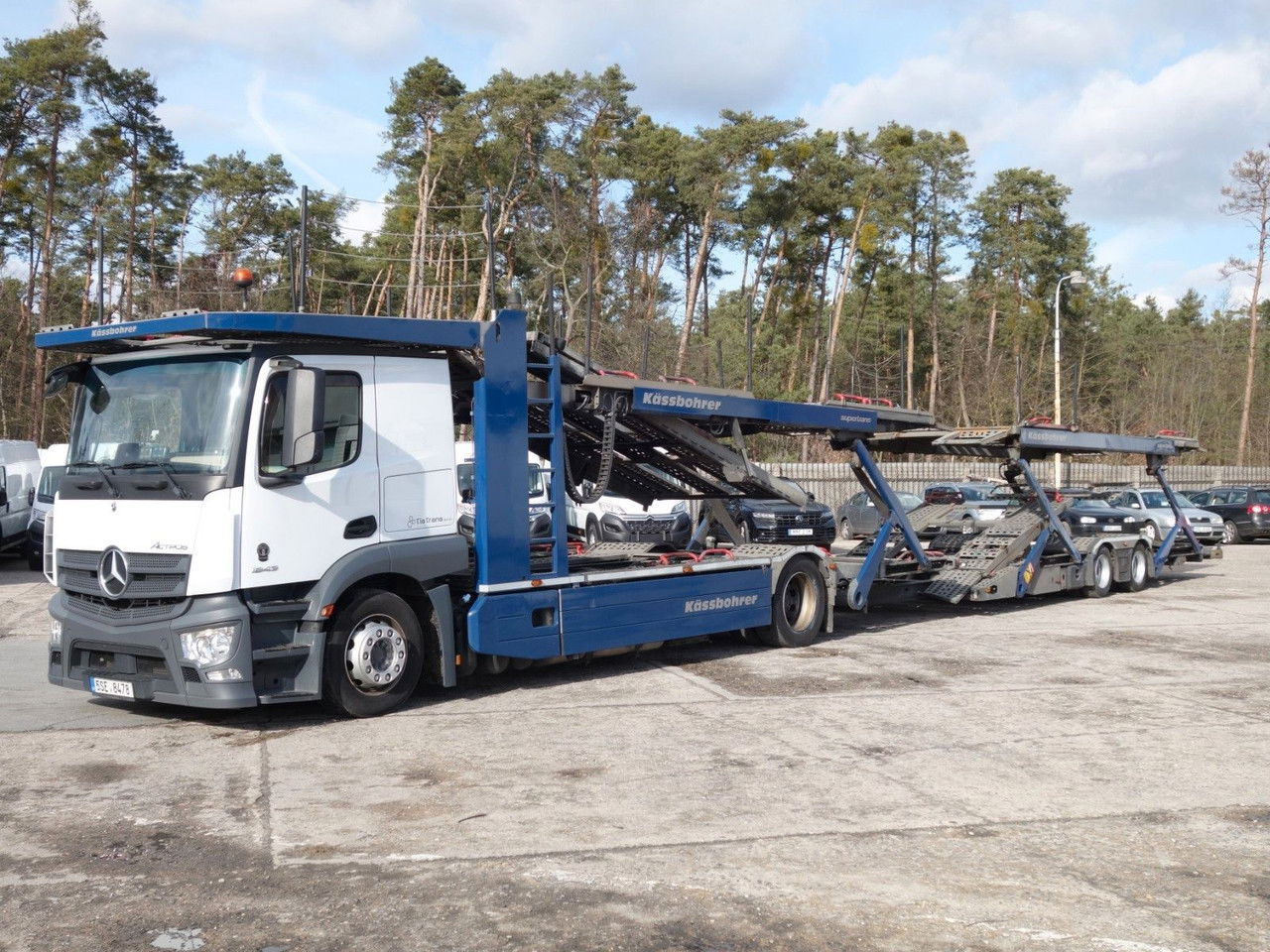 Mercedes-Benz Actros 1843 mit Kässbohrer Supertrans/Supertrans - Autovežis sunkvežimis: foto 1 Mercedes-Benz Actros 1843 mit Kässbohrer Supertrans/Supertrans - Autovežis sunkvežimis: foto 1